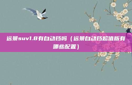 远景suv1.8有自动挡吗(远景自动挡超值版有哪些配置)
