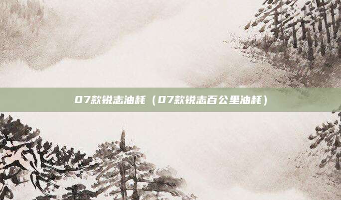 07款锐志油耗（07款锐志百公里油耗）