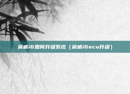 荣威i6如何升级系统(荣威i6ecu升级)