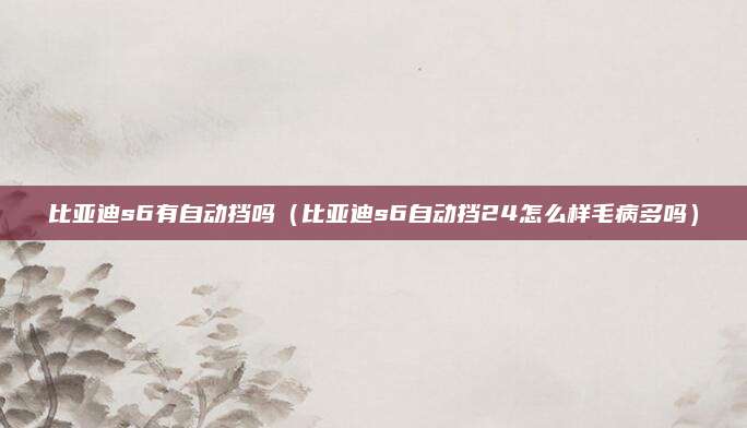 比亚迪s6有自动挡吗（比亚迪s6自动挡24怎么样毛病多吗）