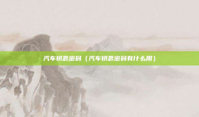 汽车钥匙密码(汽车钥匙密码有什么用)