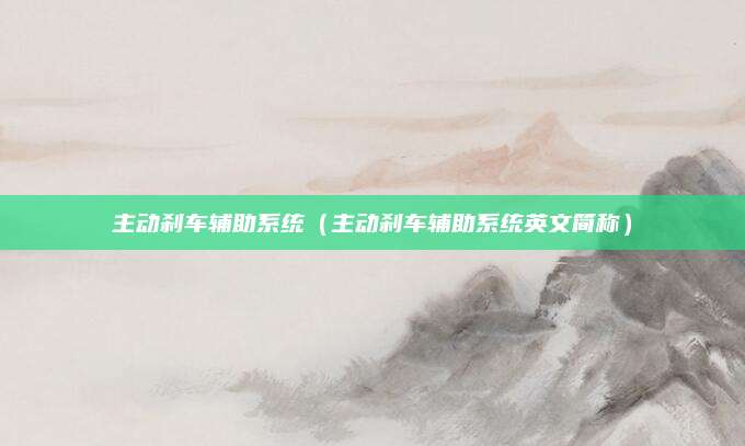 主动刹车辅助系统(主动刹车辅助系统英文简称)
