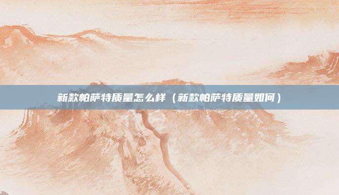 新款帕萨特质量怎么样(新款帕萨特质量如何)