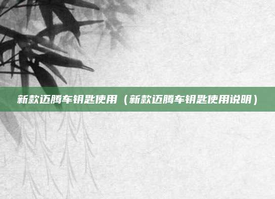 新款迈腾车钥匙使用(新款迈腾车钥匙使用说明)