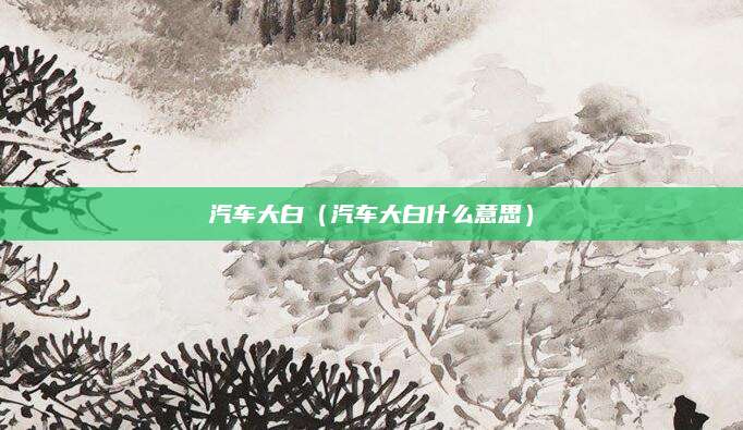 汽车大白(汽车大白什么意思)