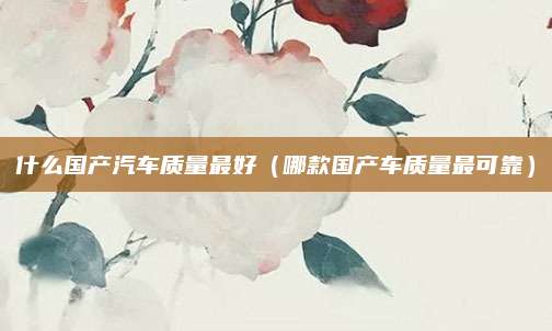 什么国产汽车质量最好(哪款国产车质量最可靠)
