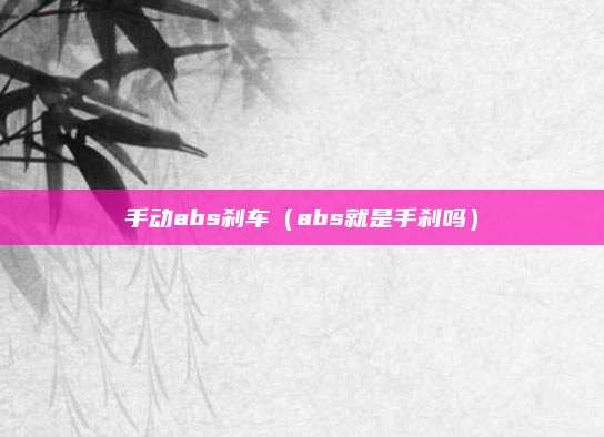 手动abs刹车(abs就是手刹吗)