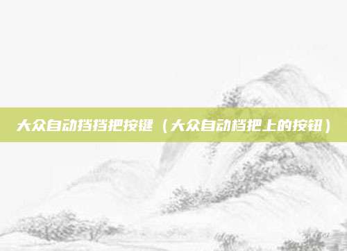 大众自动挡挡把按键(大众自动档把上的按钮)