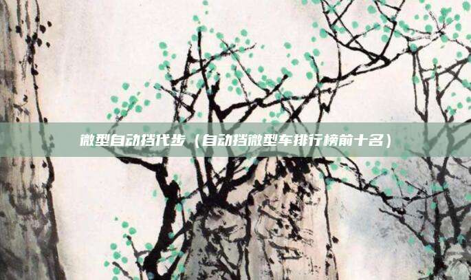 微型自动挡代步（自动挡微型车排行榜前十名）