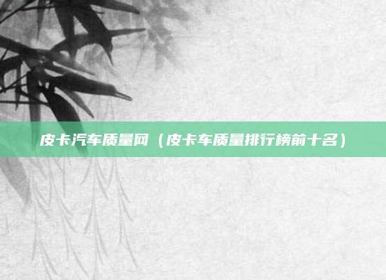 皮卡汽车质量网（皮卡车质量排行榜前十名）