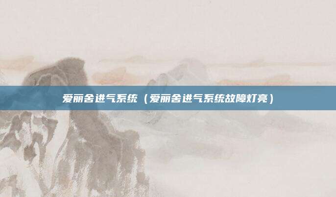 爱丽舍进气系统(爱丽舍进气系统故障灯亮)