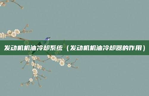 发动机机油冷却系统(发动机机油冷却器的作用)