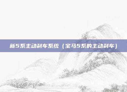 新5系主动刹车系统（宝马5系的主动刹车）