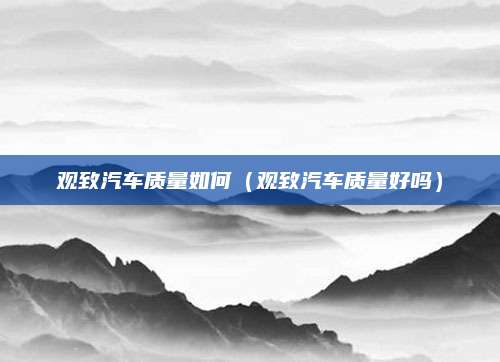 观致汽车质量如何(观致汽车质量好吗)