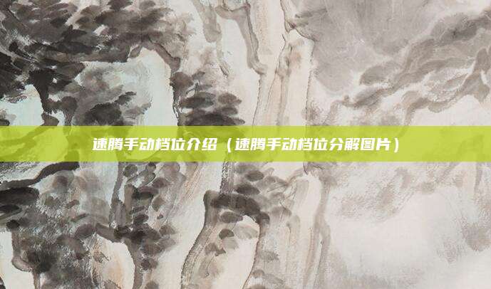 速腾手动档位介绍(速腾手动档位分解图片)