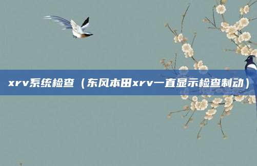 xrv系统检查(东风本田xrv一直显示检查制动)
