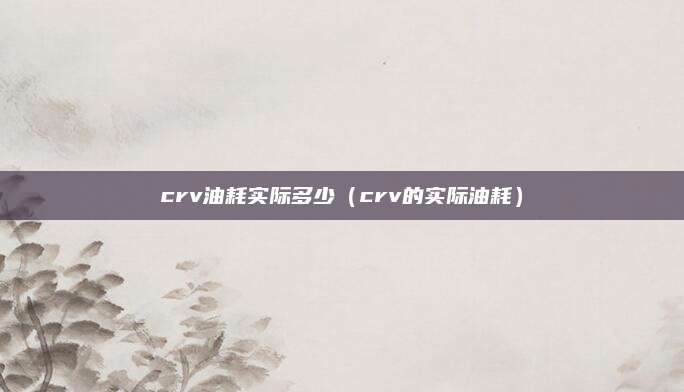 crv油耗实际多少(crv的实际油耗)