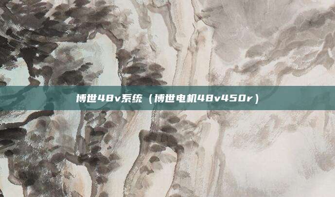博世48v系统(博世电机48v450r)