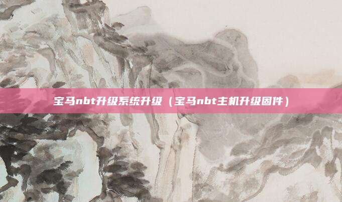宝马nbt升级系统升级(宝马nbt主机升级固件)