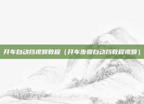 开车自动挡视频教程(开车步骤自动挡教程视频)