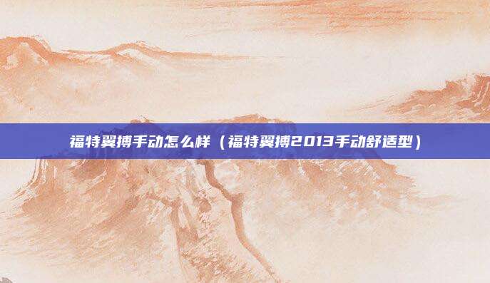 福特翼搏手动怎么样(福特翼搏2013手动舒适型)