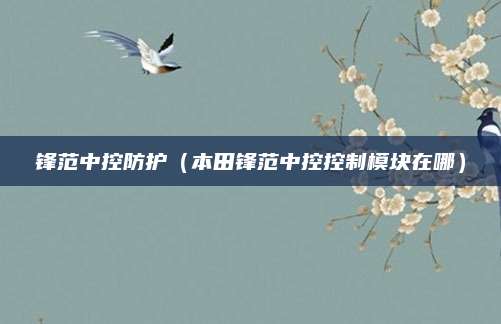 锋范中控防护(本田锋范中控控制模块在哪)