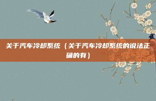 关于汽车冷却系统（关于汽车冷却系统的说法正确的有）