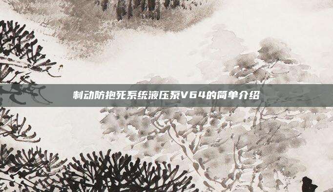 制动防抱死系统液压泵V64的简单介绍
