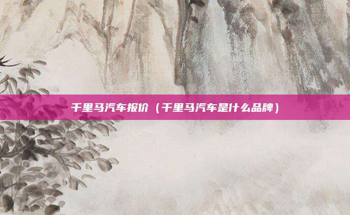 千里马汽车报价(千里马汽车是什么品牌)