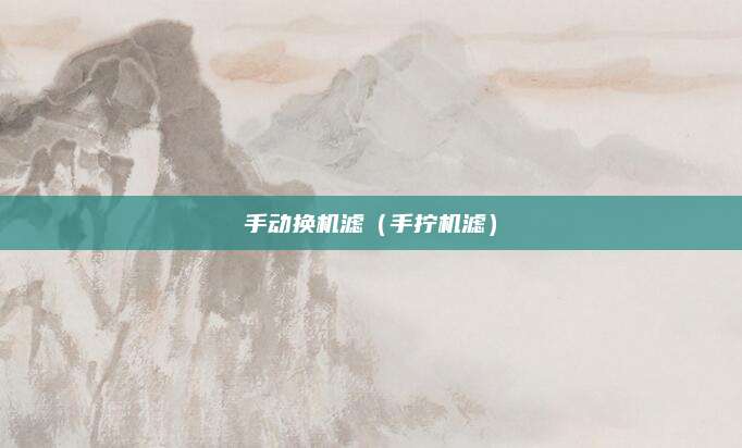 手动换机滤（手拧机滤）