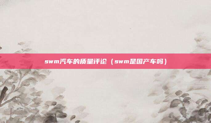 swm汽车的质量评论（swm是国产车吗）