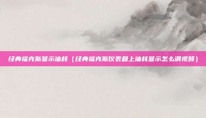 经典福克斯显示油耗(经典福克斯仪表盘上油耗显示怎么调视频)