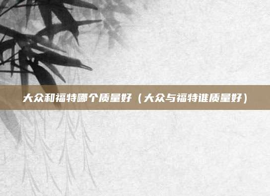 大众和福特哪个质量好(大众与福特谁质量好)