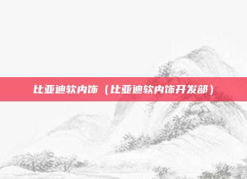 比亚迪软内饰(比亚迪软内饰开发部)