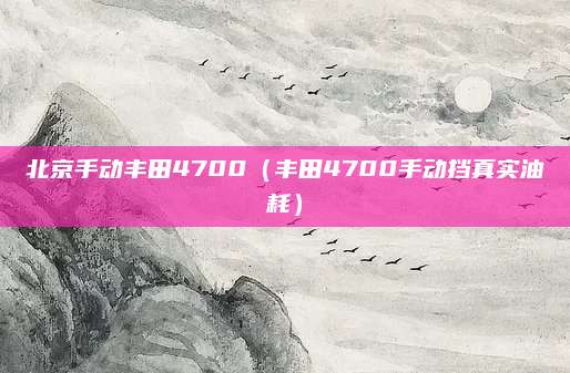 北京手动丰田4700(丰田4700手动挡真实油耗)