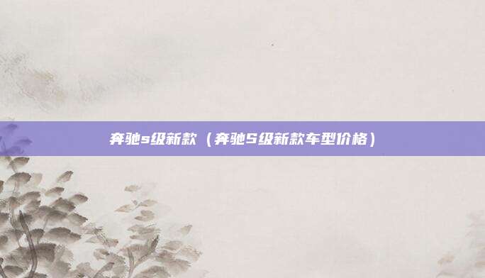 奔驰s级新款(奔驰S级新款车型价格)