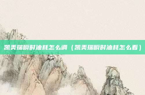 凯美瑞瞬时油耗怎么调(凯美瑞瞬时油耗怎么看)