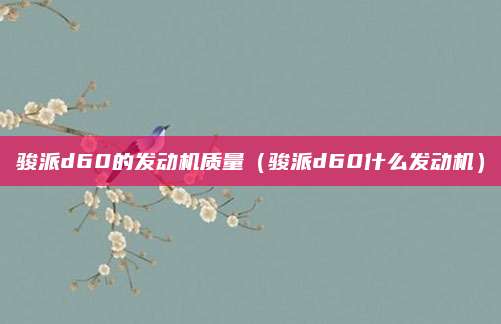 骏派d60的发动机质量(骏派d60什么发动机)