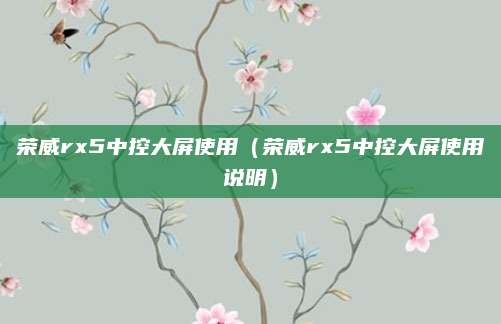 荣威rx5中控大屏使用(荣威rx5中控大屏使用说明)