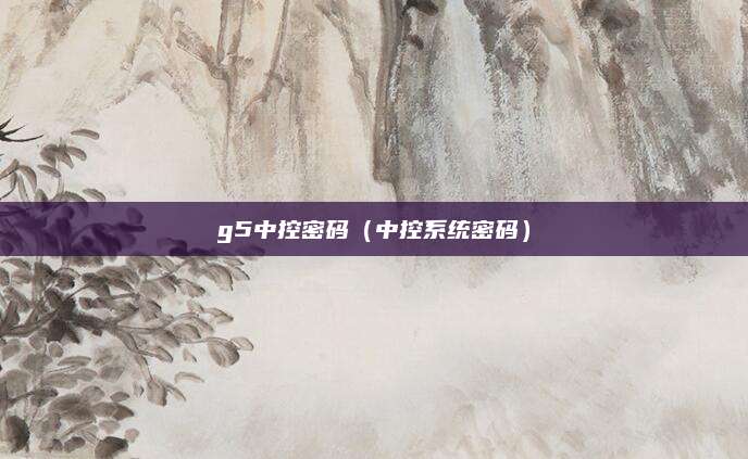 g5中控密码(中控系统密码)