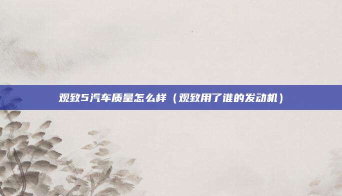 观致5汽车质量怎么样(观致用了谁的发动机)