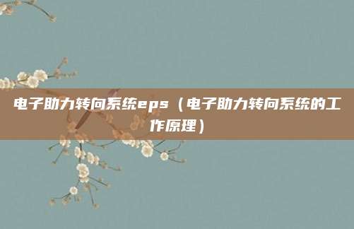 电子助力转向系统eps(电子助力转向系统的工作原理)