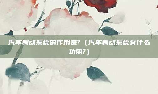 汽车制动系统的作用是?(汽车制动系统有什么功用?)