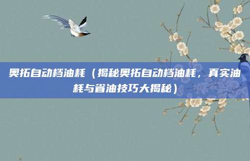 奥拓自动档油耗(揭秘奥拓自动档油耗,真实油耗与省油技巧大揭秘)