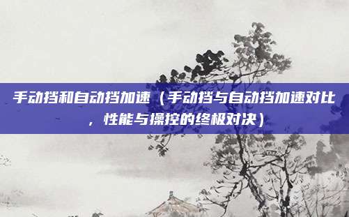 手动挡和自动挡加速(手动挡与自动挡加速对比,性能与操控的终极对决)