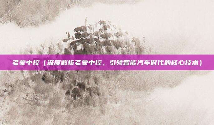 老蒙中控(深度解析老蒙中控,引领智能汽车时代的核心技术)