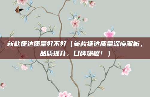 新款捷达质量好不好(新款捷达质量深度解析,品质提升,口碑爆棚!)