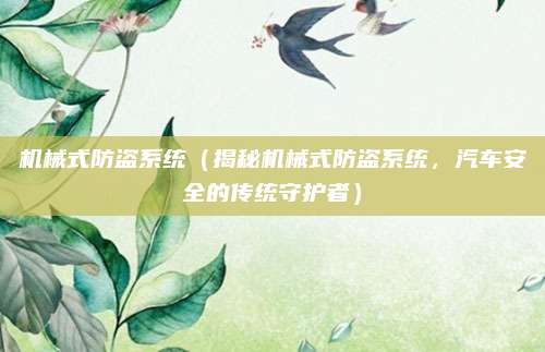 机械式防盗系统（揭秘机械式防盗系统，汽车安全的传统守护者）