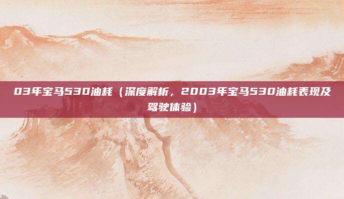 03年宝马530油耗(深度解析,2003年宝马530油耗表现及驾驶体验)