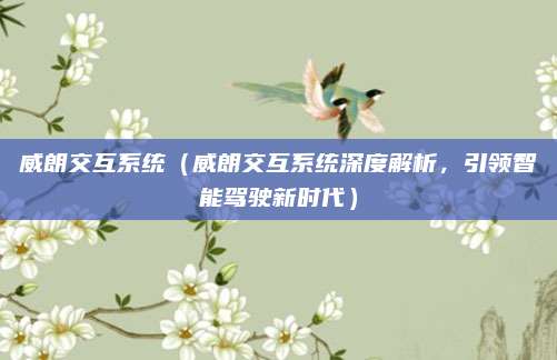 威朗交互系统(威朗交互系统深度解析,引领智能驾驶新时代)